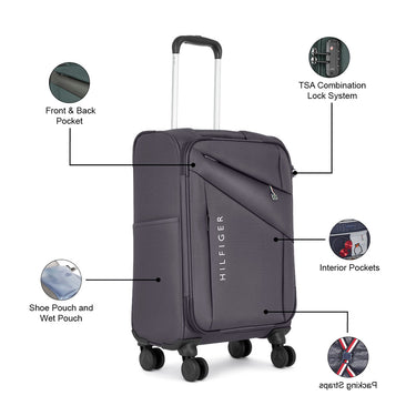 Tommy Hilfiger Seattle Unisex Polyester Soft Luggage Gray