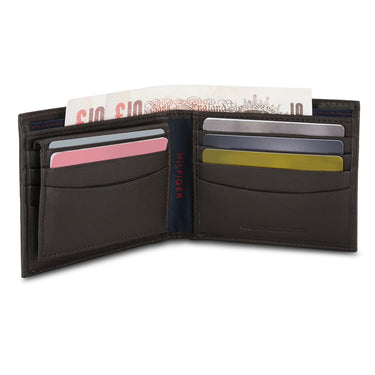 Tommy Hilfiger Bison Mens Leather Passcase Wallet Brown
