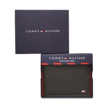 Tommy Hilfiger Bison Mens Leather Passcase Wallet Brown