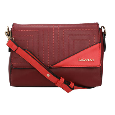 Sugarush Cyprus Womenbs Vegan Leather Sling Bag Wine