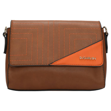 Sugarush Cyprus Womenbs Vegan Leather Sling Bag Brown