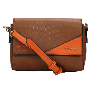 Sugarush Cyprus Womenbs Vegan Leather Sling Bag Brown
