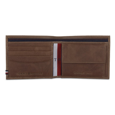 Tommy Hilfiger Crosby Mens Leather Global Coin Wallet Tan