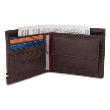 Tommy Hilfiger Crosby Mens Leather Global Coin Wallet Brown
