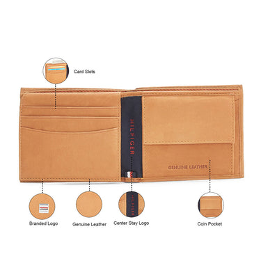 Tommy Hilfiger Grayton Mens Leather Coin Wallet Tan