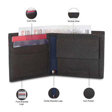 Tommy Hilfiger Grayton Mens Leather Coin Wallet Brown