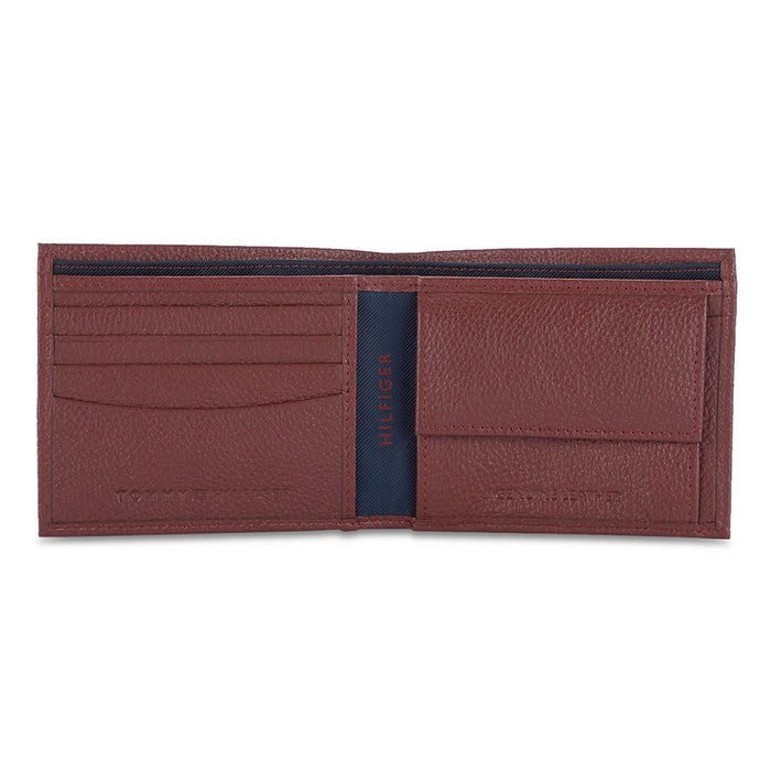 Tommy Hilfiger Crescent Mens Global Coin Leather Wallet Red
