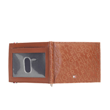 Tommy Hilfiger Maxx Moneyclip Menbs Printed Leather Wallet Tan