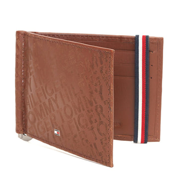 Tommy Hilfiger Maxx Moneyclip Menbs Printed Leather Wallet Tan
