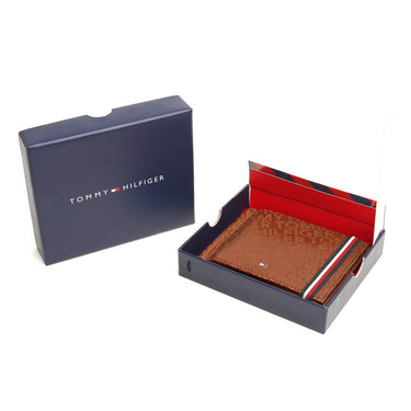 Tommy Hilfiger Maxx Moneyclip Menbs Printed Leather Wallet Tan