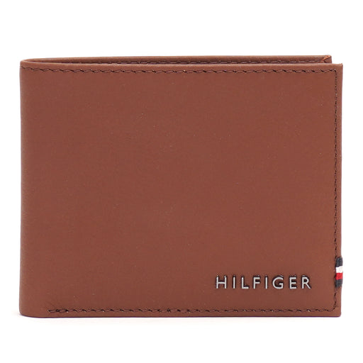 Tommy Hilfiger Milled Mens Leather Slimfold Wallet Tan