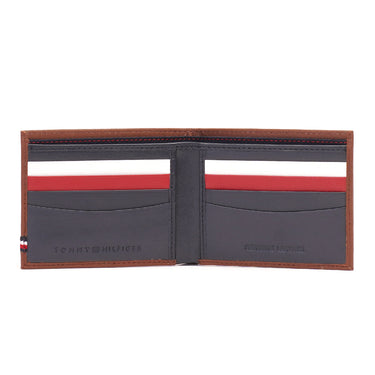 Tommy Hilfiger Milled Mens Leather Slimfold Wallet Tan