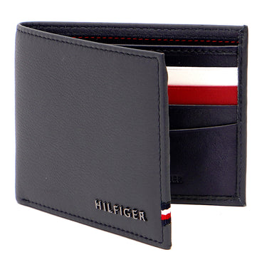 Tommy Hilfiger Milled Mens Leather Slimfold Wallet Navy