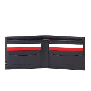 Tommy Hilfiger Milled Mens Leather Slimfold Wallet Navy