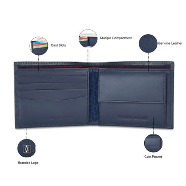 Tommy Hilfiger Franco Mens Leather Global Coin Wallet Navy