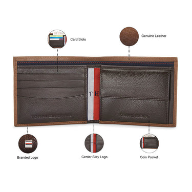 Tommy Hilfiger Cosmos Mens Leather Passcase Wallet Tan
