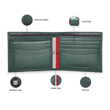 Tommy Hilfiger Cosmos Mens Leather Passcase Wallet Green