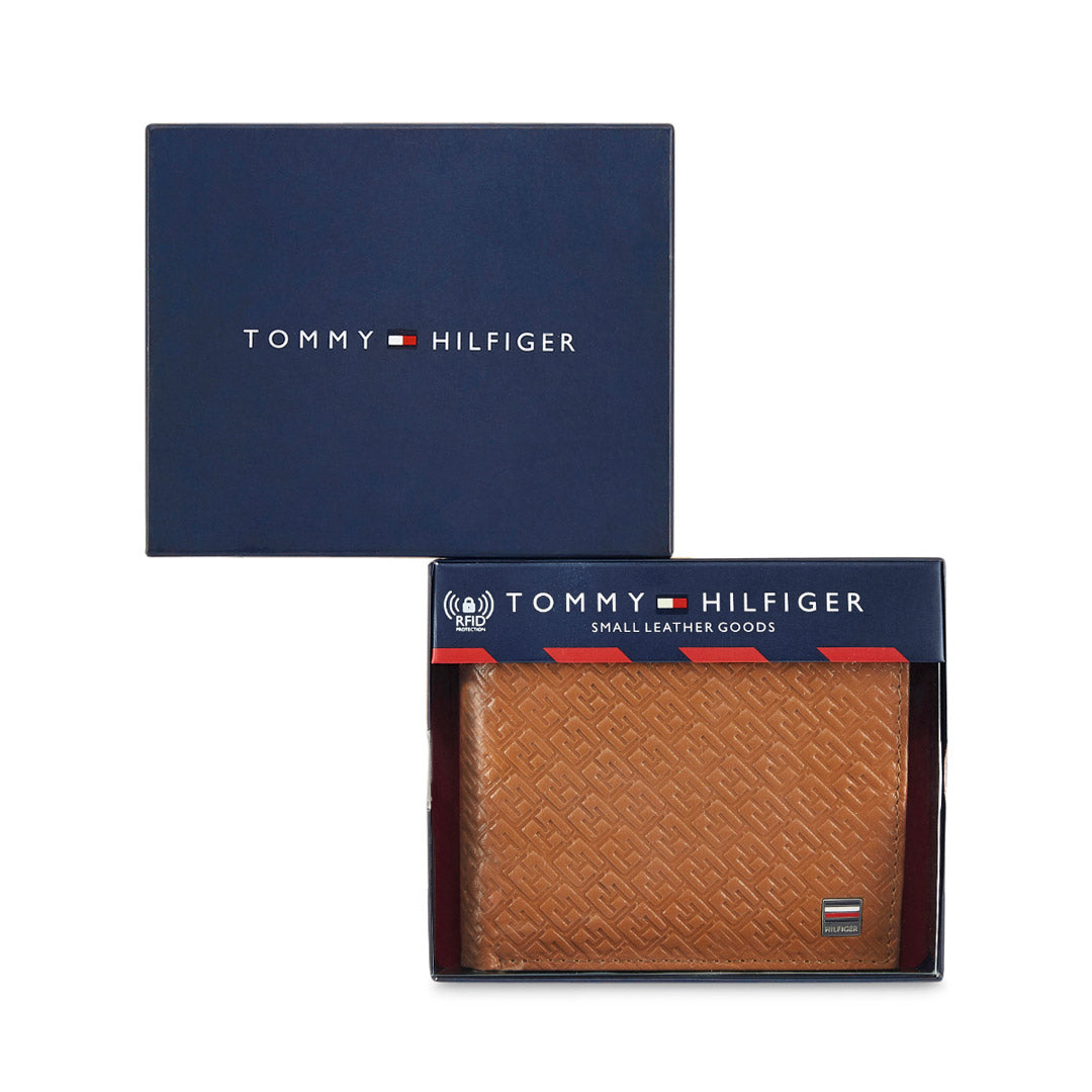 Tommy Hilfiger Clipper Mens Leather Global Coin Wallet Tan