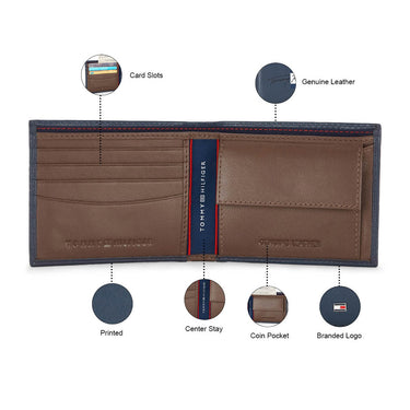 Tommy Hilfiger Spirit Mens Leather Global Coin Wallet navy