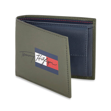 Tommy Hilfiger Spirit Mens Leather Global Coin Wallet Olive