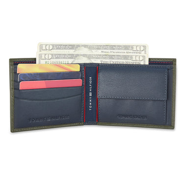 Tommy Hilfiger Spirit Mens Leather Global Coin Wallet Olive
