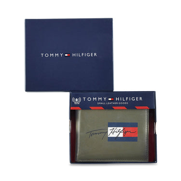Tommy Hilfiger Spirit Mens Leather Global Coin Wallet Olive