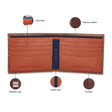Tommy Hilfiger Flynn Mens Slimfold Leather Wallet Brown