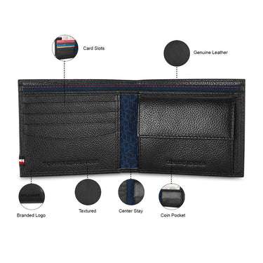 Tommy Hilfiger Scenery Mens Leather Global Coin Wallet Black