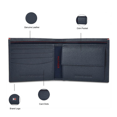 Tommy Hilfiger Konnor Mens Leather Global Coin Wallet Navy