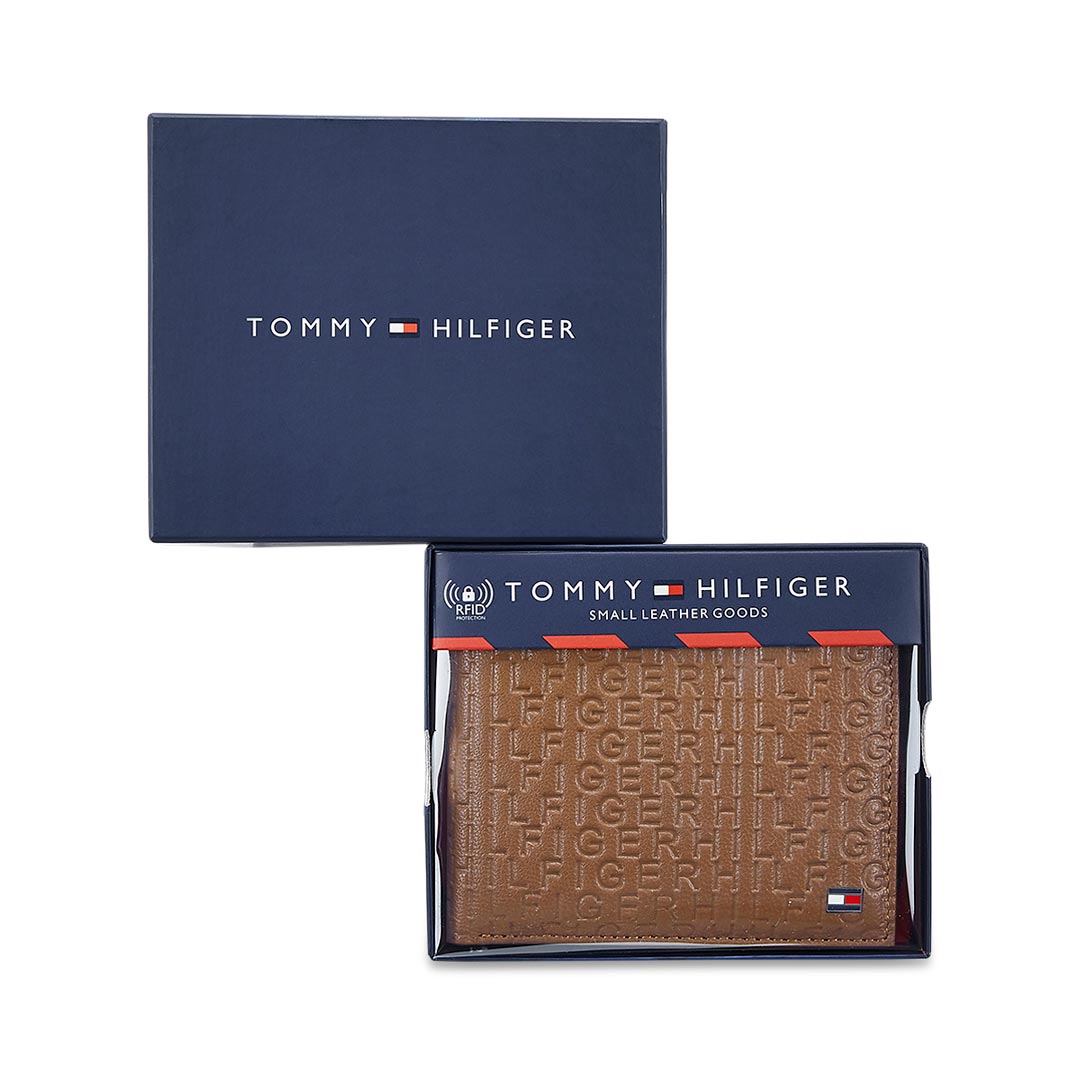 Tommy Hilfiger Erik Mens Leather Passcase Wallet Tan