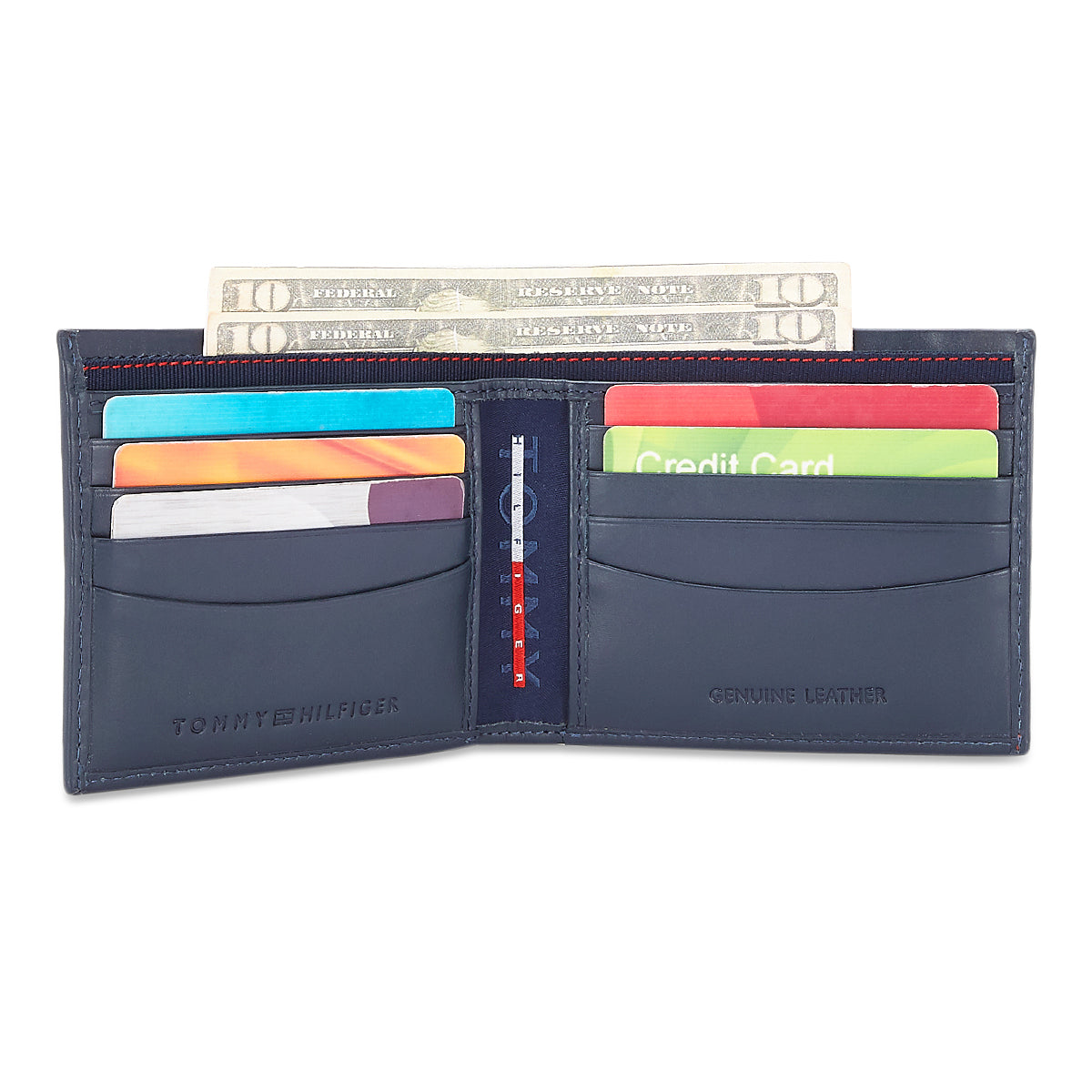 Tommy Hilfiger Burkina Mens Leather Global Coin Wallet Navy/Red