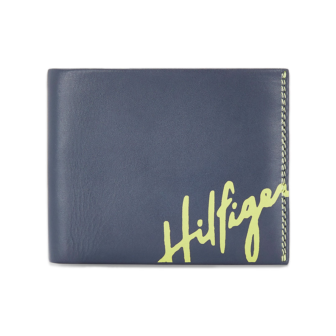 Tommy Hilfiger Burkina Mens Leather Global Coin Wallet Navy/Neon 