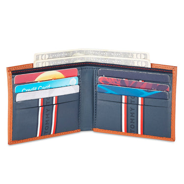 Tommy Hilfiger Folk Mens Leather Slimfold Wallet Tan