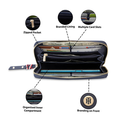 Tommy Hilfiger Canmore Womens Leather Zip Around Wallet navy