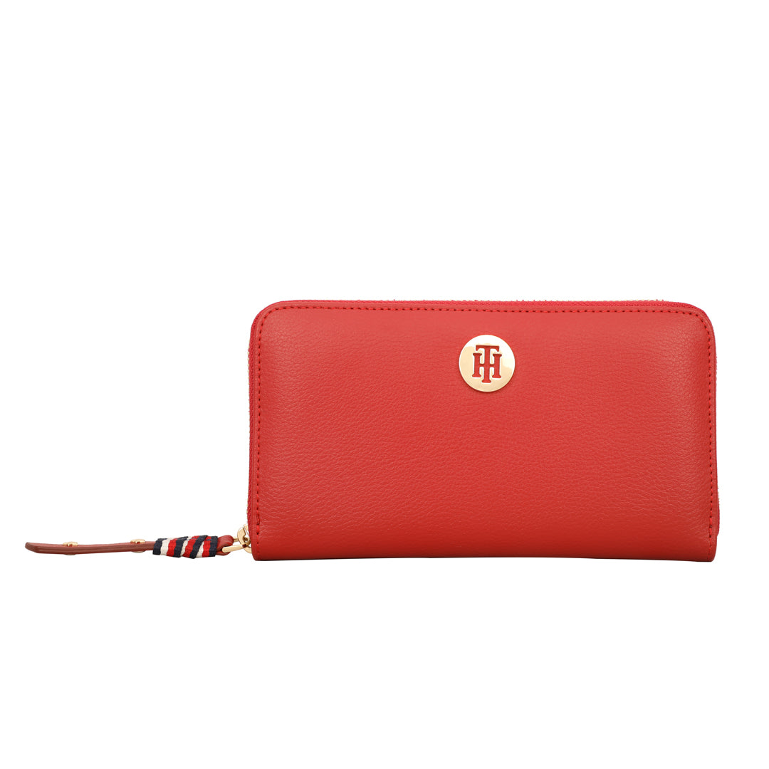 Tommy Hilfiger Canmore Womens Leather Zip Around Wallet red