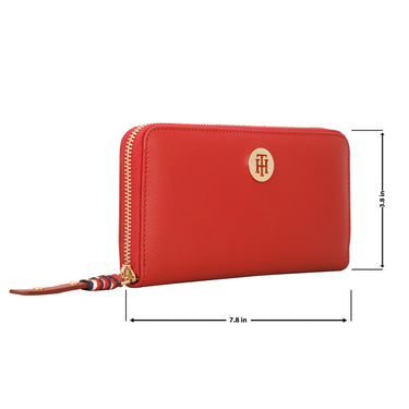 Tommy Hilfiger Canmore Womens Leather Zip Around Wallet red