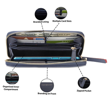 Tommy Hilfiger Omaha Womens Genuine Leather Wallet Navy