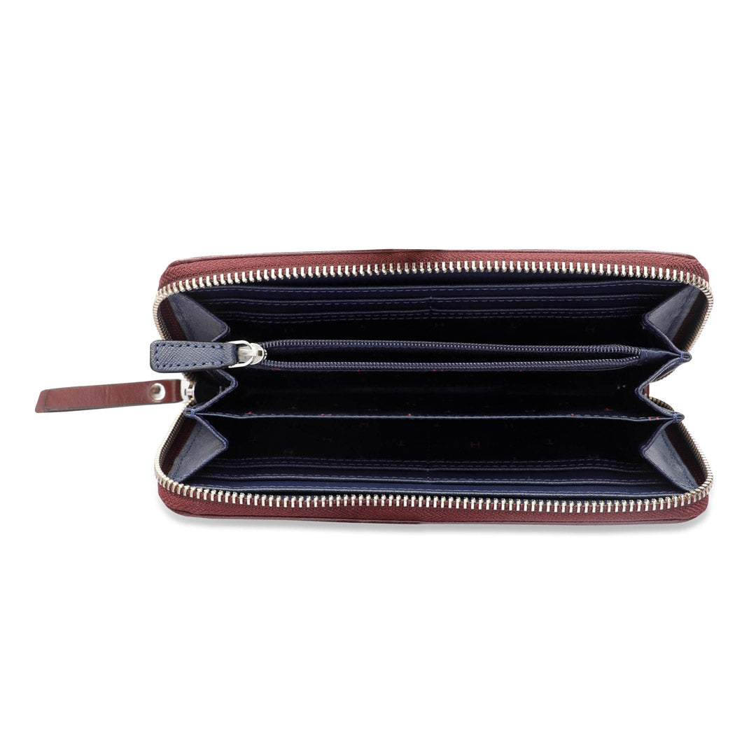 Tommy Hilfiger Ontario Womens Leather Zip Around Wallet Burgundy