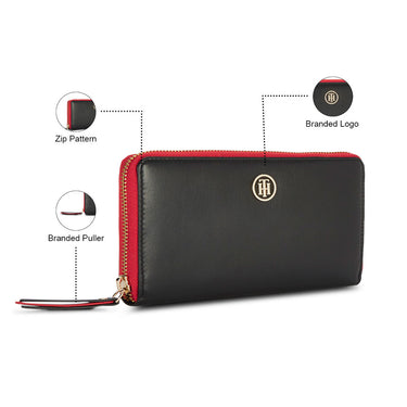 Tommy Hilfiger Coorg Stylish Womenbs Leather Wallet red