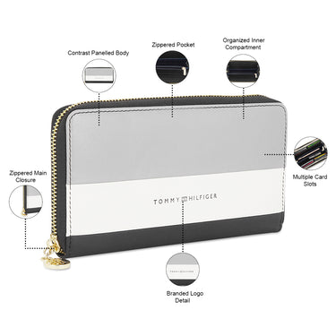 Tommy Hilfiger Ohio Womens Leather Wallet Grey/White/Black