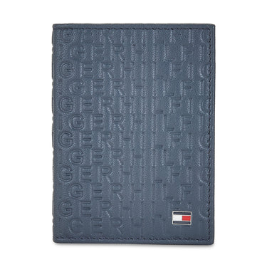 Tommy Hilfiger Combo Gift set - Leather Global Coin Wallet + Card Holder + Key Fob With Hilfiger Embossing Across Everywhere Navy Color