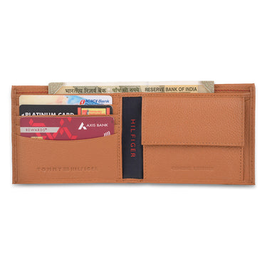 Tommy Hilfiger Felix Mens Leather Global Coin Wallet Tan