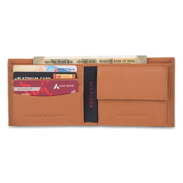 Tommy Hilfiger Felix Mens Leather Global Coin Wallet Tan