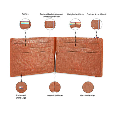 Tommy Hilfiger Adriel Men Leather Moneyclip Tan