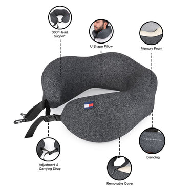 Tommy Hilfiger Belle Unisex Poly Cotton Memory Pillow Black