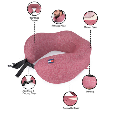 Tommy Hilfiger Belle Unisex Poly Cotton Memory Pillow Red