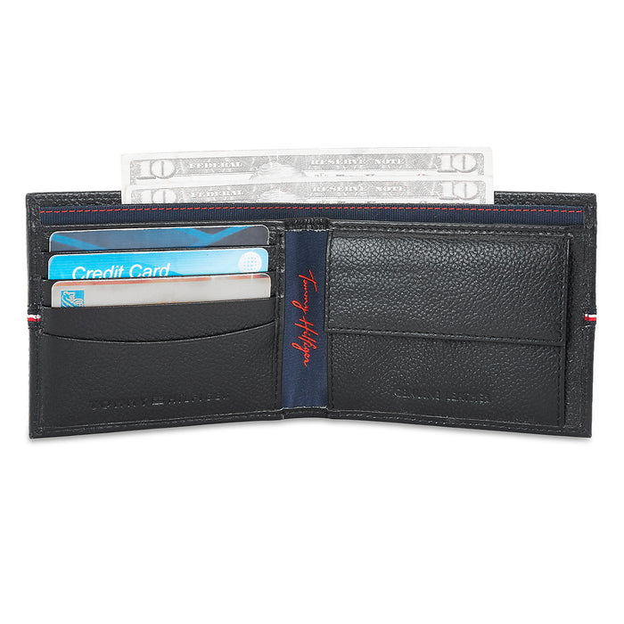 Tommy Hilfiger Yukon Mens Leather Global Coin Wallet Black