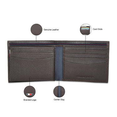 Tommy Hilfiger Vilyuy Men Leather Passcase Wallet Brown