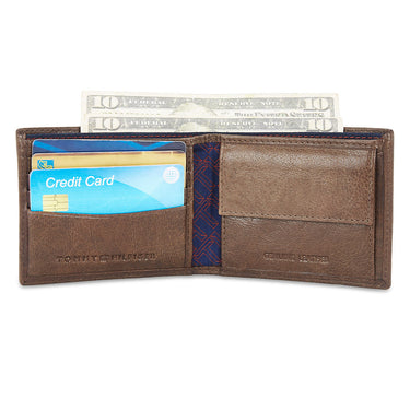 Tommy Hilfiger Joseph Mens Leather Slimfold Wallet Brown