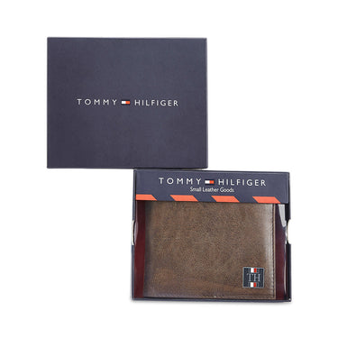 Tommy Hilfiger Joseph Mens Leather Slimfold Wallet Brown